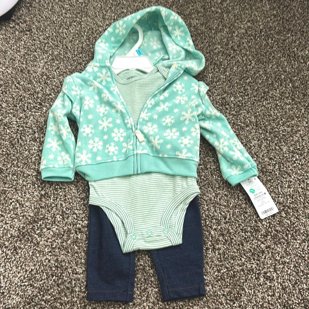 Carters 3 piece hoody, jeggings and onesie